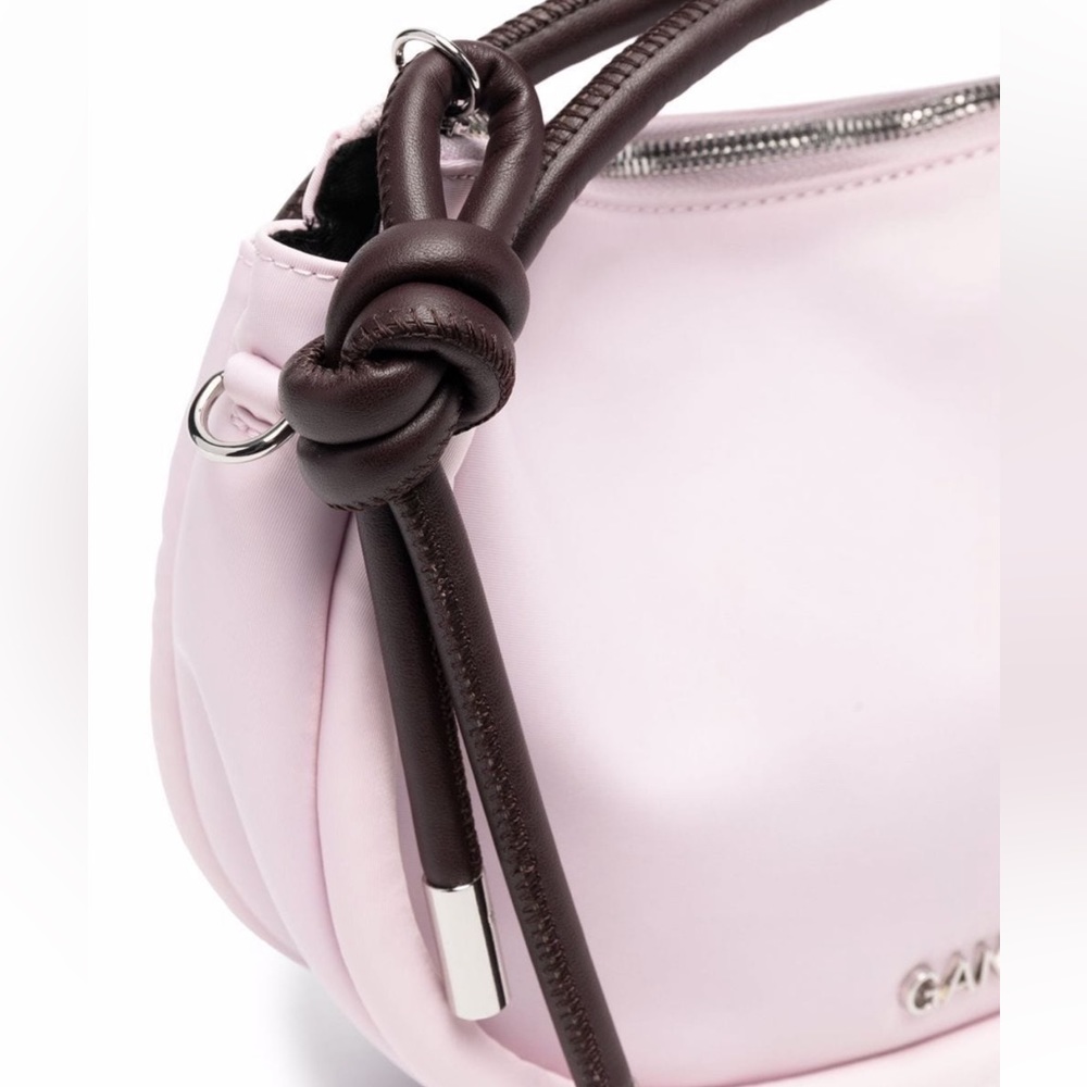 Ganni Pink and Brown Knotted Handle Shoulder Bag - Picture 10 of 16